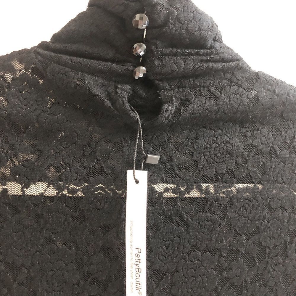 NWT Sheer Black Lace Lightweight High Neck Long Sleeve Top - Picture 6 of 8